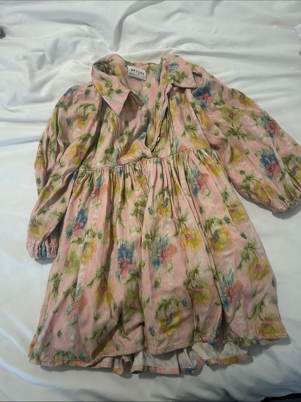 Morley Floral Pink Dress with Collared Neck size 6